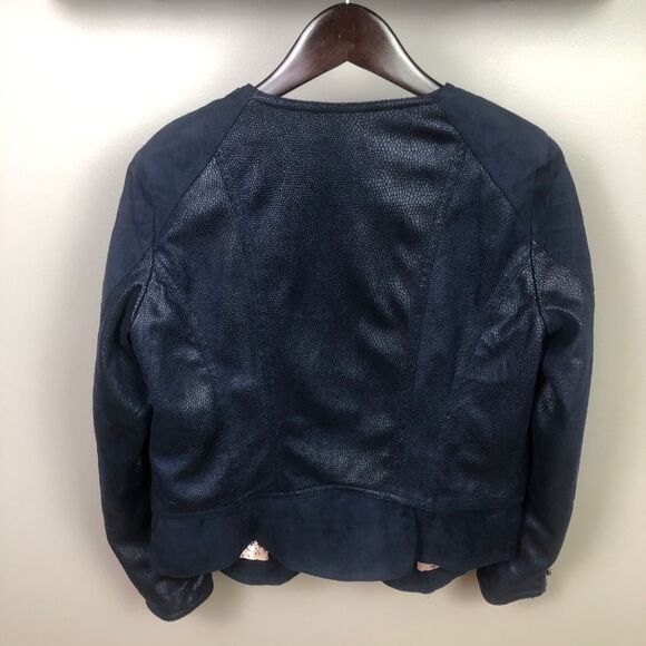Freda (UK Boutique) Blue Biker Moto Jacket Size 12 - Picture 10 of 11